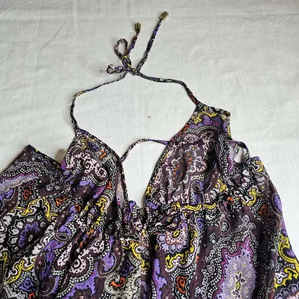 Victoria's Secret Women's Purple Paisley Tie Loose Swim Cover Up XS/S Coastal